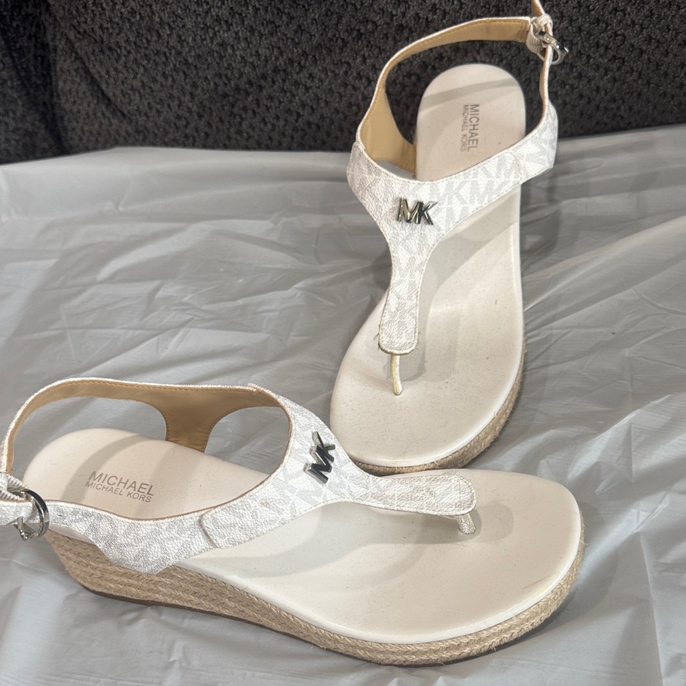 Michael Kors monogram white  Wedge Sandals size 9 women